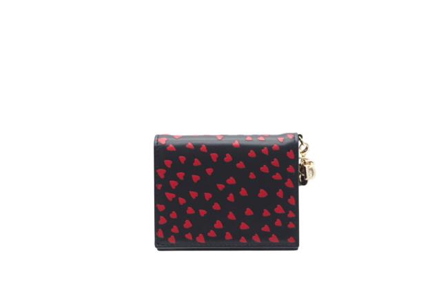 ★3日以内返品可★ 極美品 Dior ディオール レザー I LOVE PARIS レディディオール コンパクトウォレット 二つ折り財布 ネイビー レッド レザー レディース_1