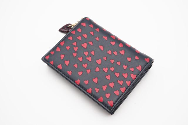 ★3日以内返品可★ 極美品 Dior ディオール レザー I LOVE PARIS レディディオール コンパクトウォレット 二つ折り財布 ネイビー レッド レザー レディース_3