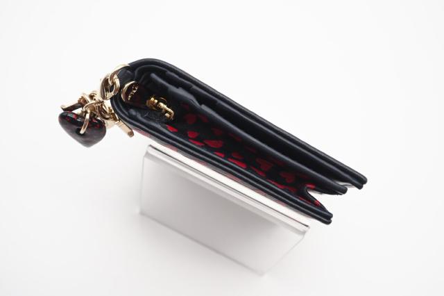 ★3日以内返品可★ 極美品 Dior ディオール レザー I LOVE PARIS レディディオール コンパクトウォレット 二つ折り財布 ネイビー レッド レザー レディース_6