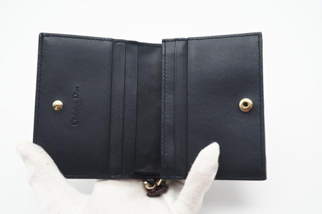 ★3日以内返品可★ 極美品 Dior ディオール レザー I LOVE PARIS レディディオール コンパクトウォレット 二つ折り財布 ネイビー レッド レザー レディース_8