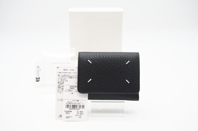 ★3日以内返品可★ 極美品 MAISON MARGIELA メゾンマルジェラ グレインレザー スリーフォールドウォレット SA3UI0010 三つ折り財布 ブラック レザー グレインレザー レディース