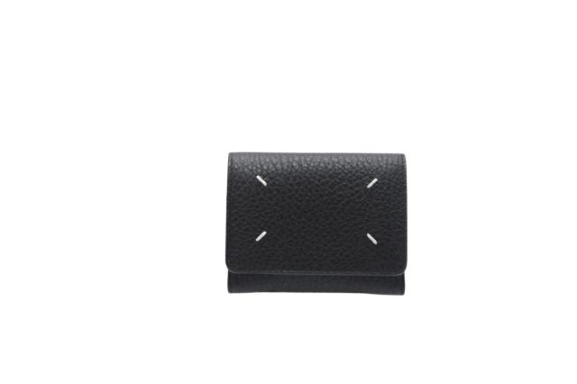★3日以内返品可★ 極美品 MAISON MARGIELA メゾンマルジェラ グレインレザー スリーフォールドウォレット SA3UI0010 三つ折り財布 ブラック レザー グレインレザー レディース_1