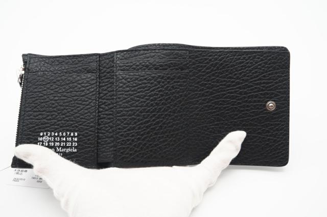 ★3日以内返品可★ 極美品 MAISON MARGIELA メゾンマルジェラ グレインレザー スリーフォールドウォレット SA3UI0010 三つ折り財布 ブラック レザー グレインレザー レディース_8