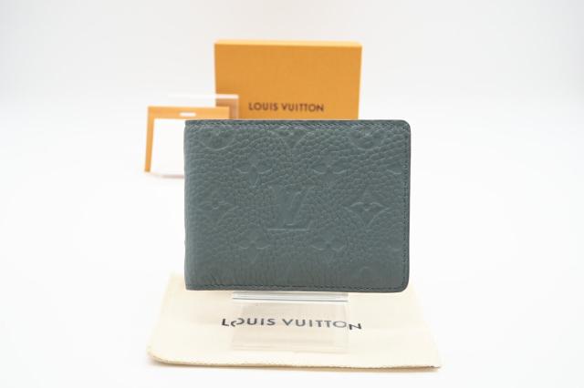 ★3日以内返品可★ 極美品 LOUIS VUITTON ルイ・ヴィトン トリヨン ポルトフォイユ ミュルティプル リバーストーン コンパクトウォレット ヴェール M14252 二つ折り財布 グレー トリヨンレザー メンズ