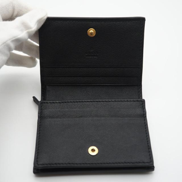 ★3日以内返品可★ 極美品 GUCCI グッチ GGエンボス レザー カードケースウォレット 676150 二つ折り財布 ブラック レザー レディース_7