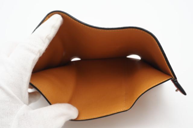 ★3日以内返品可★ 美品 LOEWE ロエベ ソフトグレインカーフ スモール バーティカル ウォレット C660S86X01 三つ折り財布 オレンジ カーフレザー レディース_10