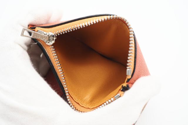 ★3日以内返品可★ 美品 LOEWE ロエベ ソフトグレインカーフ スモール バーティカル ウォレット C660S86X01 三つ折り財布 オレンジ カーフレザー レディース_11