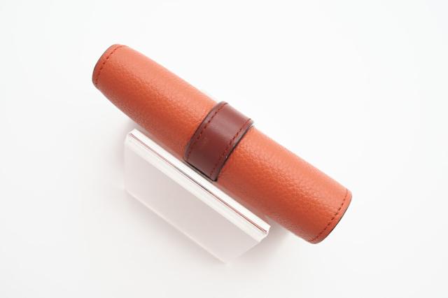 ★3日以内返品可★ 美品 LOEWE ロエベ ソフトグレインカーフ スモール バーティカル ウォレット C660S86X01 三つ折り財布 オレンジ カーフレザー レディース_4