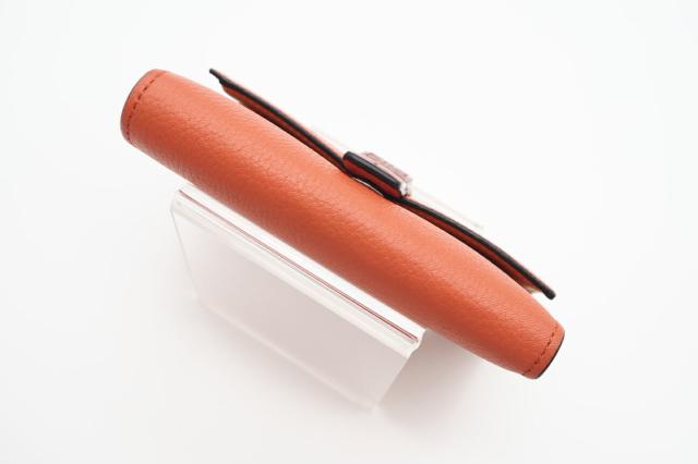 ★3日以内返品可★ 美品 LOEWE ロエベ ソフトグレインカーフ スモール バーティカル ウォレット C660S86X01 三つ折り財布 オレンジ カーフレザー レディース_5
