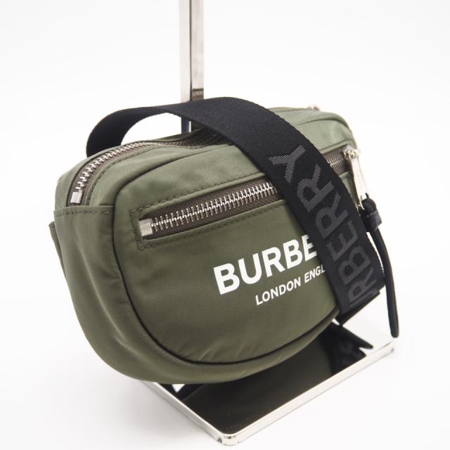 ★3日以内返品可★ 美品 BURBERRY バーバリー ナイロン CANNON ML ロゴプリント ウエストバッグ 8014524 ウエストバッグ カーキ ホワイト ブラック ナイロン メンズ