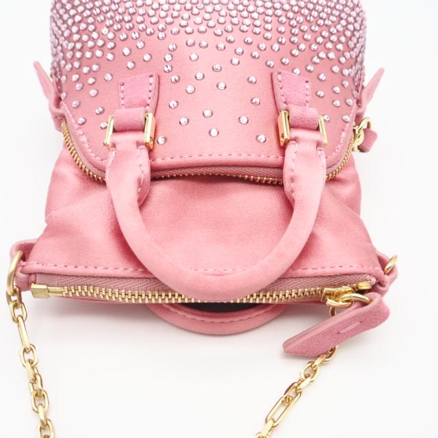 ★3日以内返品可★ 美品 MAISON MARGIELA メゾンマルジェラ サテン ラインストーン 5AC CINEMA INFERNO BABY SB2WG0006 2wayショルダーバッグ ピンク ラインストーン ナイロン レディース_5