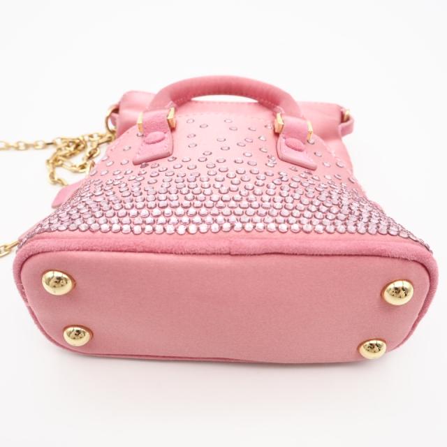 ★3日以内返品可★ 美品 MAISON MARGIELA メゾンマルジェラ サテン ラインストーン 5AC CINEMA INFERNO BABY SB2WG0006 2wayショルダーバッグ ピンク ラインストーン ナイロン レディース_6