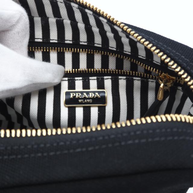 ★3日以内返品可★ 極美品 PRADA プラダ キャンバス カナパロゴ ポーチ NERO 1NA021 ポーチ ブラック・ホワイト キャンバス レディース_9