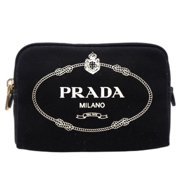 ★3日以内返品可★ 極美品 PRADA プラダ キャンバス カナパロゴ ポーチ NERO 1NA021 ポーチ ブラック・ホワイト キャンバス レディース_1