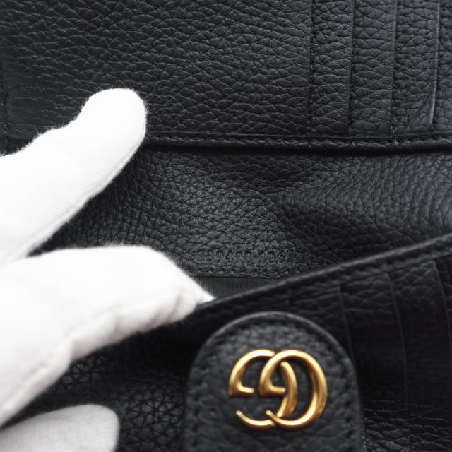 ★3日以内返品可★ 美品 GUCCI グッチ レザー ダブルGバンブー付き ミディアム ウォレット 739498 長財布 ブラック レザー レディース