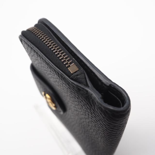 ★3日以内返品可★ 美品 GUCCI グッチ レザー ダブルGバンブー付き ミディアム ウォレット 739498 長財布 ブラック レザー レディース
