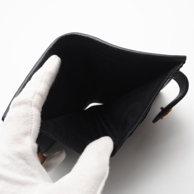 ★3日以内返品可★ 美品 GUCCI グッチ レザー ダブルGバンブー付き ミディアム ウォレット 739498 長財布 ブラック レザー レディース