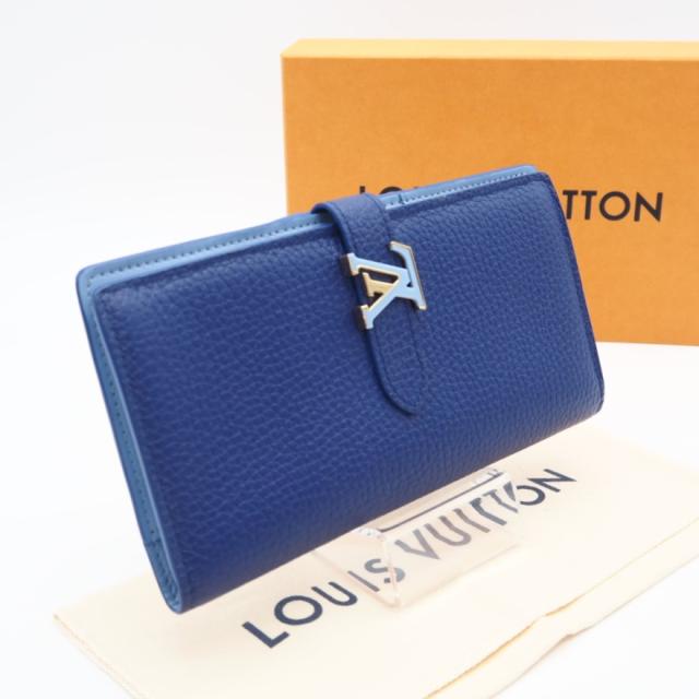 ★3日以内返品可★ 極美品 LOUIS VUITTON ルイ・ヴィトン トリヨン LV ヴェルティカル ウォレット カプシーヌ M82441 長財布 ブルー レザー レディース 56,711円