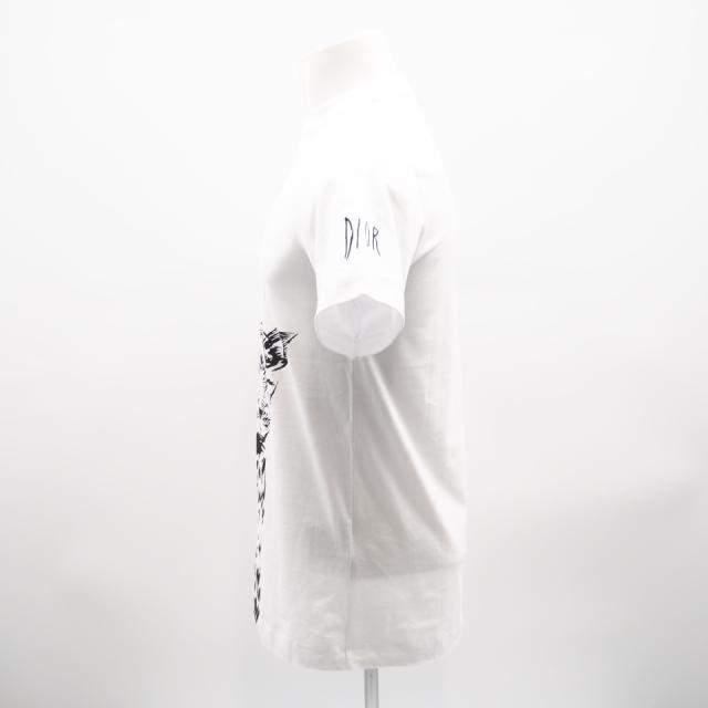 ★3日以内返品可★ 極美品 Dior ディオール コットン ディオール×レイモンド ペティボン プリントTシャツ XS XS 943J662A0533 半袖シャツ ホワイト ブラック コットン メンズ_3