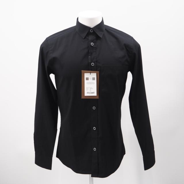 ★3日以内返品可★ 極美品 BURBERRY バーバリー コットン ロングスリーブシャツ XS XS 8028876 長袖シャツ ブラック 綿 メンズ