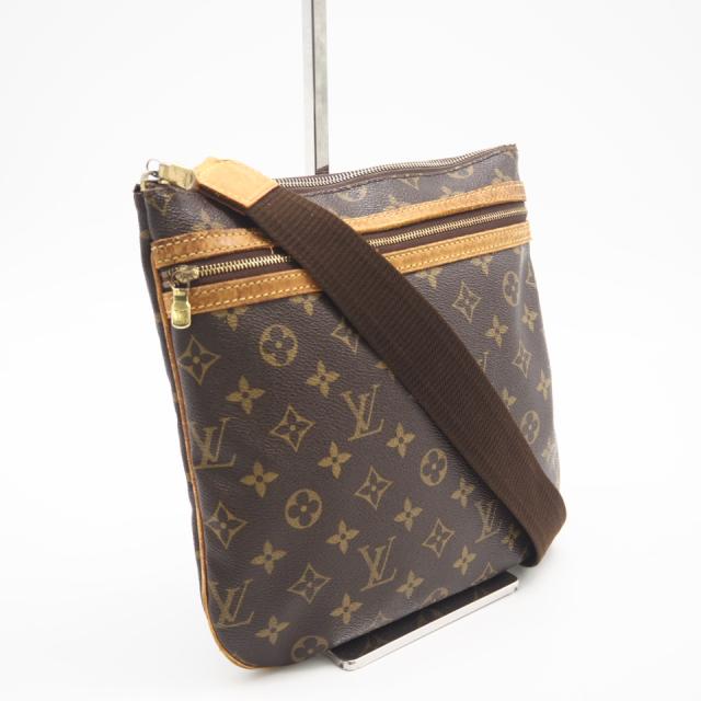 ★3日以内返品可★ LOUIS VUITTON ルイ・ヴィトン モノグラム ポシェットボスフォール M40044 ショルダーバッグ ブラウン コーティングキャンバス レザー メンズ