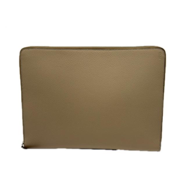 ★3日以内返品可★ 美品 FENDI フェンディ フェンディロゴ レザー クラッチバッグ 7N0167 クラッチバッグ ベージュ レザー メンズ_1