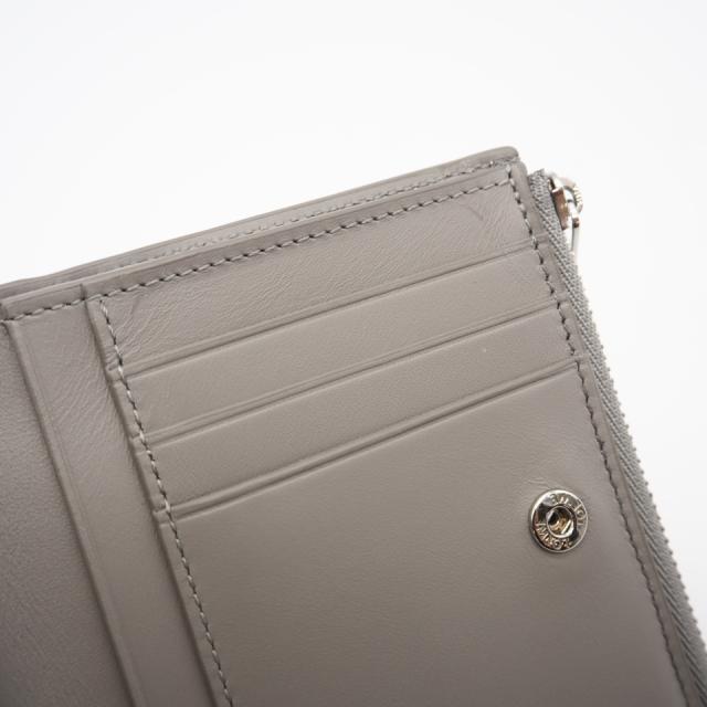 ★3日以内返品可★ 美品 LOEWE ロエベ テクスチャードクラシックカーフ スリム コンパクト ウォレット シェルグレー C779W73X01 二つ折り財布 グレー レザー レディース_12
