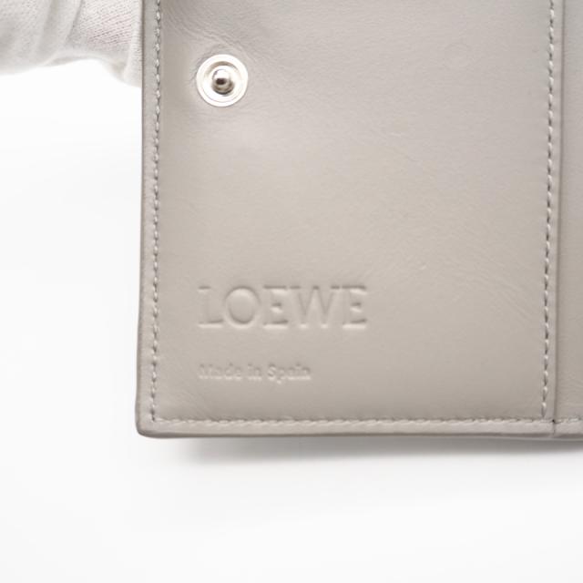 ★3日以内返品可★ 美品 LOEWE ロエベ テクスチャードクラシックカーフ スリム コンパクト ウォレット シェルグレー C779W73X01 二つ折り財布 グレー レザー レディース_13