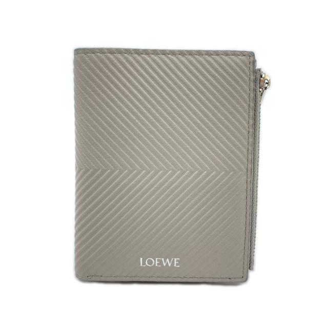 ★3日以内返品可★ 美品 LOEWE ロエベ テクスチャードクラシックカーフ スリム コンパクト ウォレット シェルグレー C779W73X01 二つ折り財布 グレー レザー レディース_1