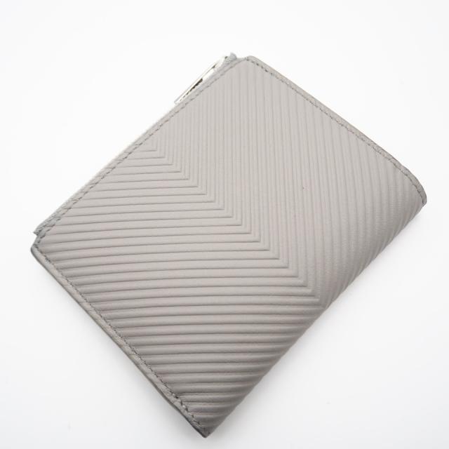 ★3日以内返品可★ 美品 LOEWE ロエベ テクスチャードクラシックカーフ スリム コンパクト ウォレット シェルグレー C779W73X01 二つ折り財布 グレー レザー レディース_2