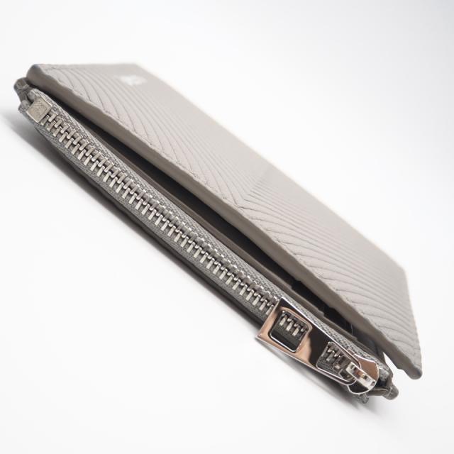 ★3日以内返品可★ 美品 LOEWE ロエベ テクスチャードクラシックカーフ スリム コンパクト ウォレット シェルグレー C779W73X01 二つ折り財布 グレー レザー レディース_4