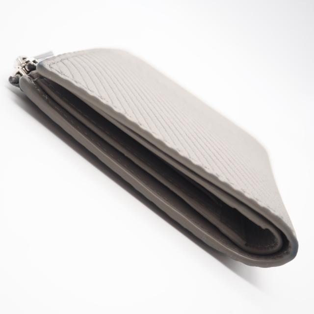 ★3日以内返品可★ 美品 LOEWE ロエベ テクスチャードクラシックカーフ スリム コンパクト ウォレット シェルグレー C779W73X01 二つ折り財布 グレー レザー レディース_7