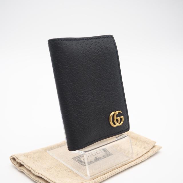 ★3日以内返品可★ 美品 GUCCI グッチ ダブルG レザー カードケース 428737 カードケース ブラック レザー メンズ