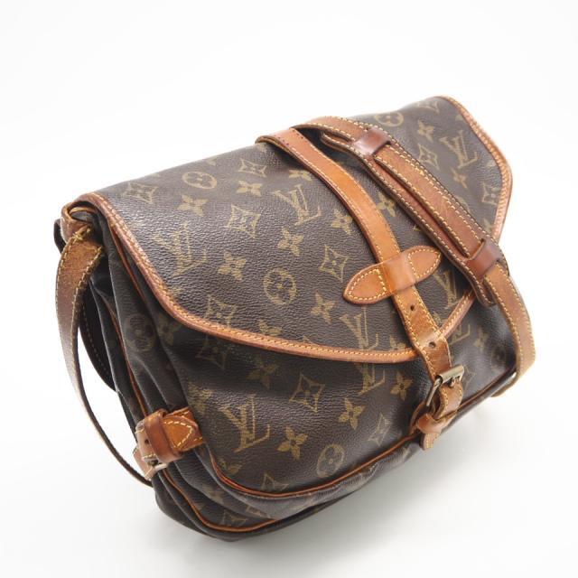 ★3日以内返品可★ LOUIS VUITTON ルイ・ヴィトン モノグラム ソミュール30 M42256 ショルダーバッグ ブラウン コーティングキャンバス レザー レディース