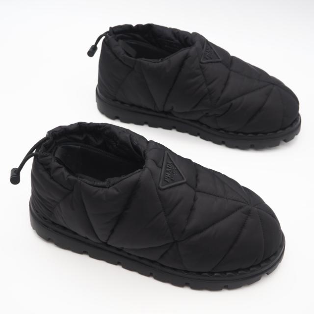 ★3日以内返品可★ 極美品 PRADA プラダ キルティング ナイロン ロゴ パディングブーツ 7 24 1S704M ブーツ ブラック ナイロン レディース_11