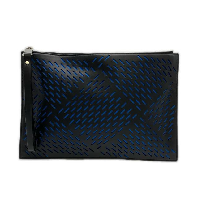 ★3日以内返品可★ 美品 BOTTEGAVENETA ボッテガヴェネタ なめし革 パンチング クラッチペダル御徒面子 - クラッチペダル御徒面子 黒いこと 青味 なめし革 ナイロン メンズ