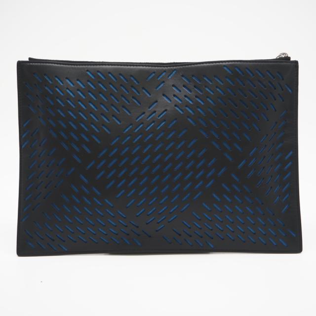 ★3日以内返品可★ 美品 BOTTEGAVENETA ボッテガヴェネタ なめし革 パンチング クラッチペダル御徒面子 - クラッチペダル御徒面子 黒いこと 青味 なめし革 ナイロン メンズ