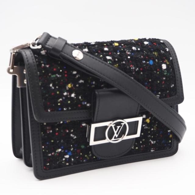 ★3日以内返品可★ 美品 LOUIS VUITTON ルイ・ヴィトン ツイード スパンコール ドーフィーヌ MINI M55491 ショルダーバッグ ブラック マルチカラー ツイード スパンコール カーフレザー レディース