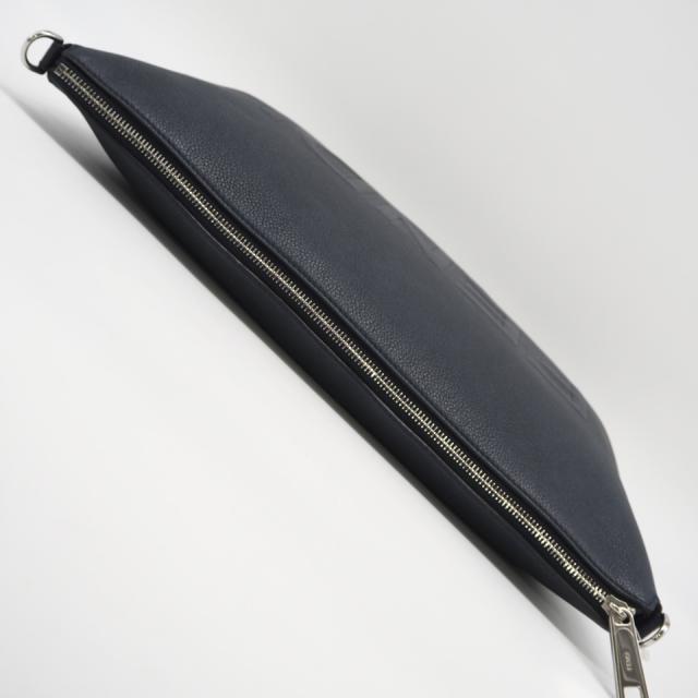 ★3日以内返品可★ 美品 FENDI フェンディ レザー ロゴ ショルダーバッグ 7VA604 ショルダーバッグ ネイビー・ブラウン レザー メンズ_4