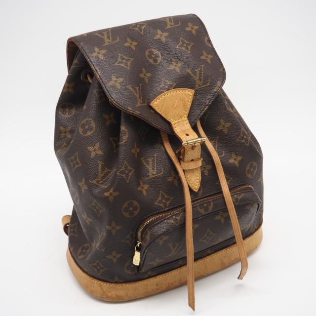 ★3日以内返品可★ LOUIS VUITTON ルイ・ヴィトン モノグラム ミニモンスリ M51137 リュック・デイパック ブラウン コーティングキャンバス レザー レディース