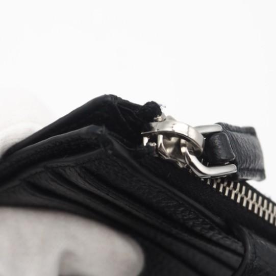 ★3日以内返品可★ 美品 PRADA プラダ ヴィッテロ マイクログレイン トライアングル コンパクトウォレット 2MC066 二つ折り財布 ブラック レザー メンズ_15