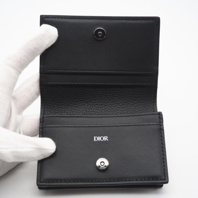 ★3日以内返品可★ 極美品 Dior ディオール CD Icon 二つ折り名刺入れ 2ESCH136 名刺入れ ブラック カーフレザー