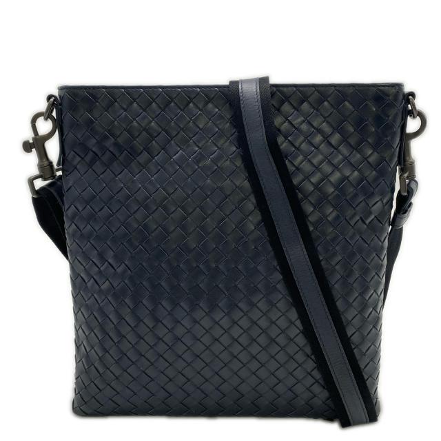 ★3日以内返品可★ 美品 BOTTEGAVENETA ボッテガヴェネタ イントレチャート中 なめし革 クロスボディバッグ 577534 ショルダーバッグ 米国海軍 カーフレザー メンズ