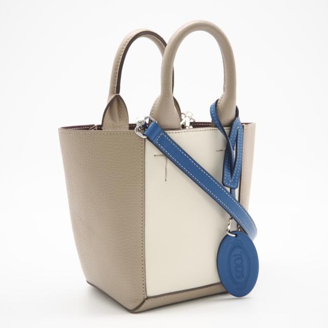 ★3日以内返品可★ 極美品 TOD’S トッズ レザー トッズ ダブル アップ バッグ ミニ XBWCLNA01TLN2B2L02 2wayハンドバッグ ベージュ ブルー レザー レディース