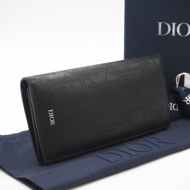★3日以内返品可★ 美品 Christian Dior クリスチャンディオール オブリーク バーティカル ギャラクシー ロングウォレット 2ESBC002VPD 長財布 ブラック スムースレザー メンズ