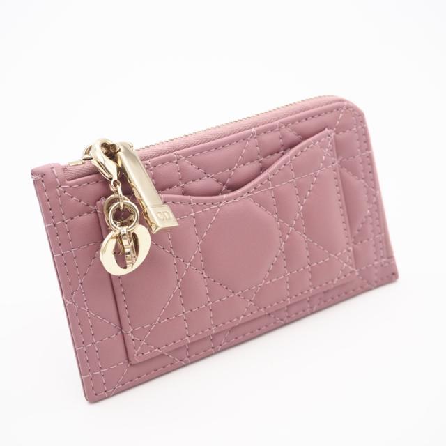 ★3日以内返品可★ 極美品 Christian Dior クリスチャンディオール Lady Dior Cosmos ジップ カードホルダー S0965ONMJ_M49U コインケース ピンク ラムスキン レディース