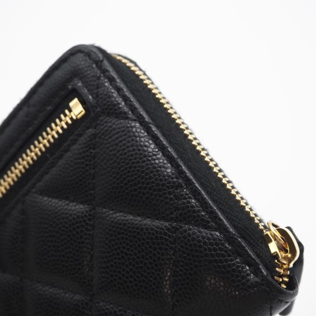 ★3日以内返品可★ 極美品 CHANEL シャネル マトラッセ ココマーク 二つ折り財布 AP5016 二つ折り財布 ブラック ゴールド キャビアスキン レディース