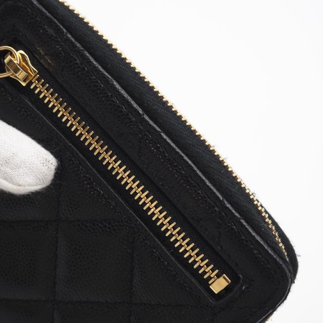 ★3日以内返品可★ 極美品 CHANEL シャネル マトラッセ ココマーク 二つ折り財布 AP5016 二つ折り財布 ブラック ゴールド キャビアスキン レディース