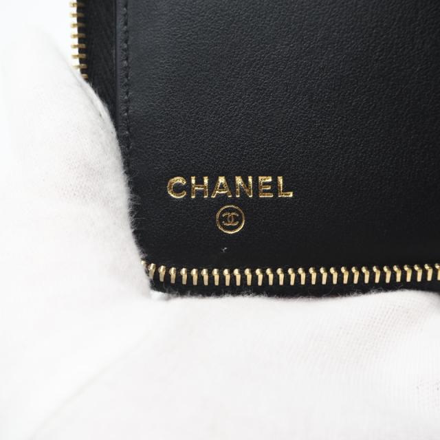 ★3日以内返品可★ 極美品 CHANEL シャネル マトラッセ ココマーク 二つ折り財布 AP5016 二つ折り財布 ブラック ゴールド キャビアスキン レディース