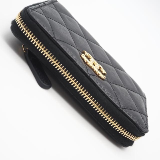 ★3日以内返品可★ 極美品 CHANEL シャネル マトラッセ ココマーク 二つ折り財布 AP5016 二つ折り財布 ブラック ゴールド キャビアスキン レディース